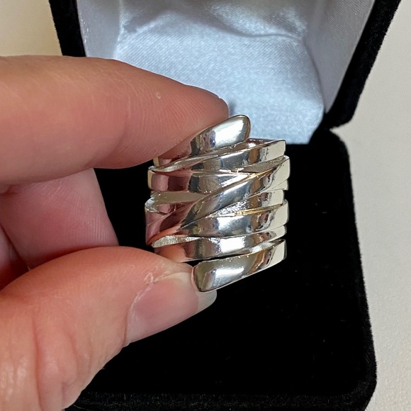 Chunky Sterling Silver Wraparound Highway Fashion Ring - Picture 2 of 11